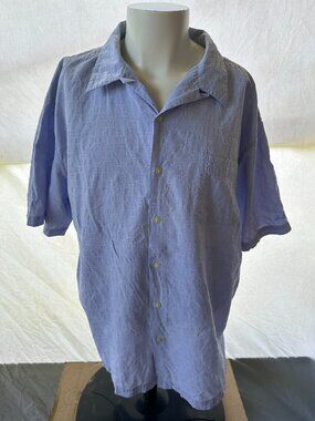 Hobie Men's Blue Geometric Pattern SS Button Front Shirt 2XL Cotton